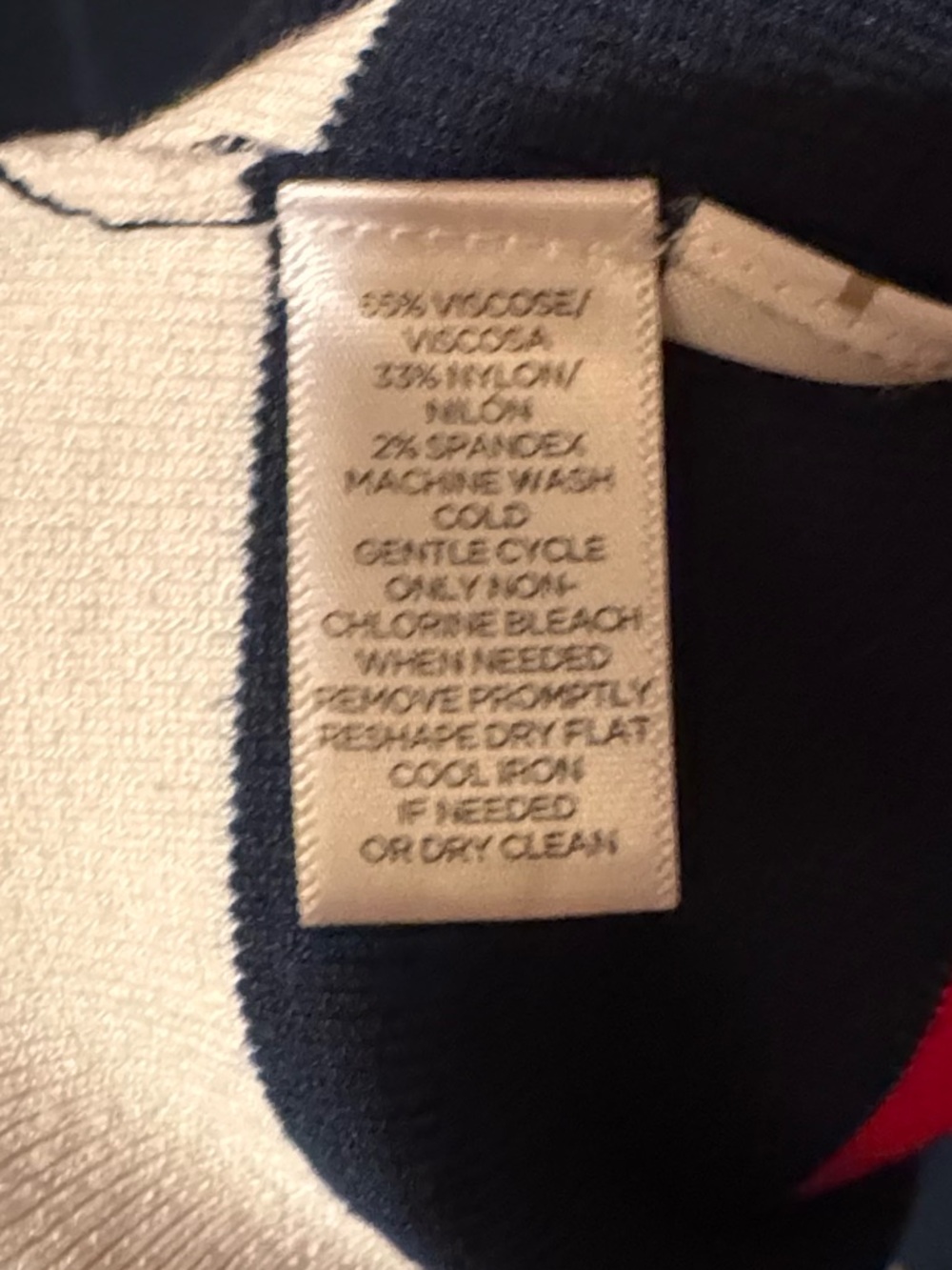 LOFT Sz Large Navy, Red and Off White Striped Sweater Dress w/glitter sleeve hem - Picture 10 of 10